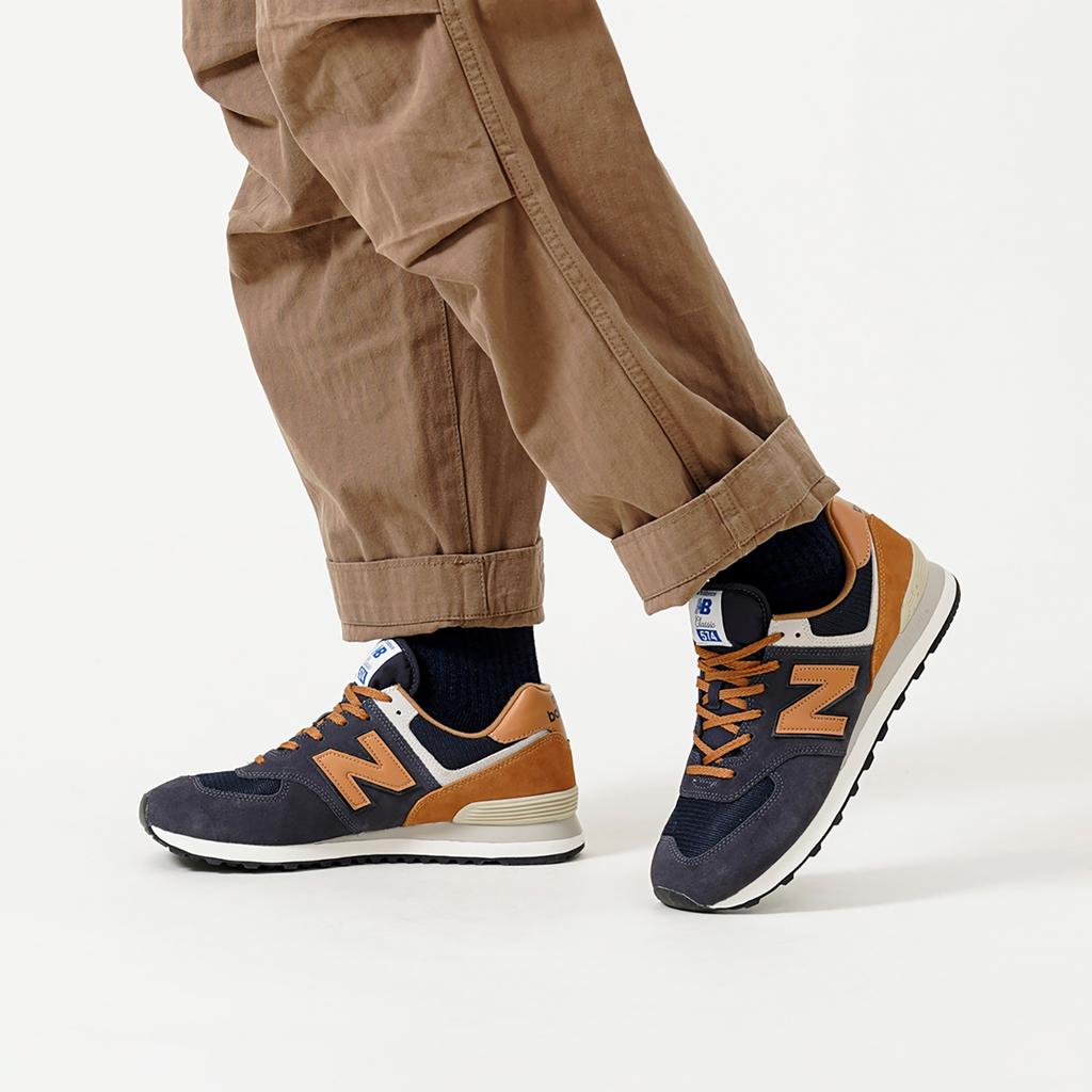 New Balance NB 574 V2 Retro Leather Low-Top Casual Running Shoes Unisex Sneaker Blue Brown ML574OT2
