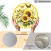 2D Flat, 1pc Round Aluminum Hanging Sign, Bright Sunflower & Monarch Butterfly Metal Wall Art, Floral Daisy Bouquet Design, Perfect for Garden