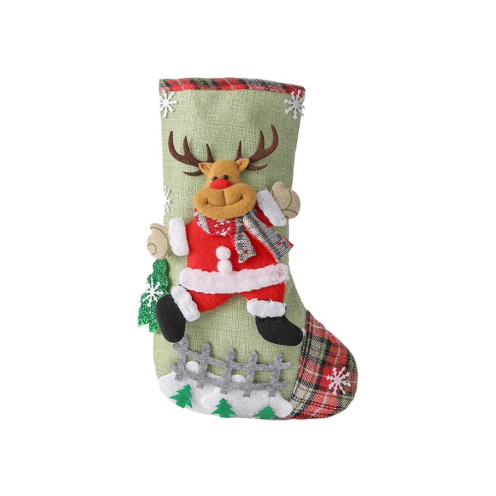 

New Linen Large Christmas Stocking Candy Bag For Stairs Fireplace Candy Bag Xmas Tree Hanging Ornament Christmas Gift 2026 оленятко