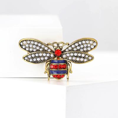 Módní vintage slitinová perlová včelí brož, luxusní elegantní dámské oblečení, ozdoba na korsáž