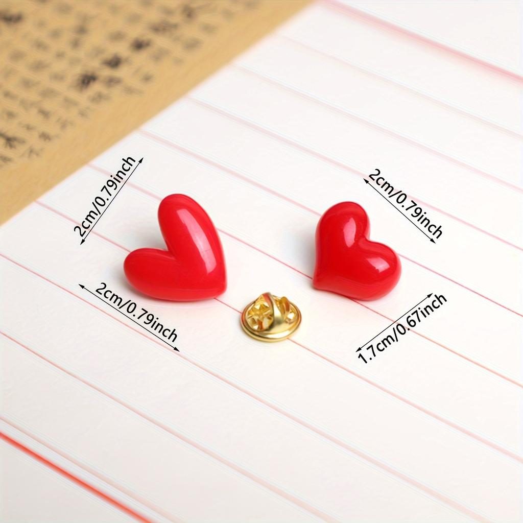 2pcs Red Love Brooch, Light and Cute Accessory, Can Be Used As Backpack and Clothing Accessory, Suitable for Daily Wear, Party