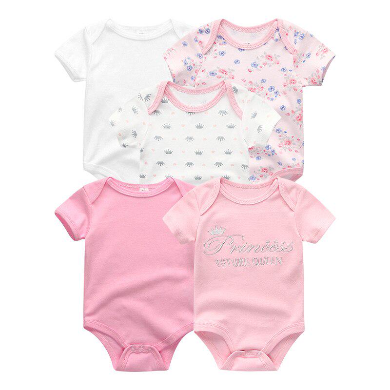 5 PCS/lots Newborn Baby Bodysuits Short Sleevele Baby Clothes O-Neck Baby Jumpsuits