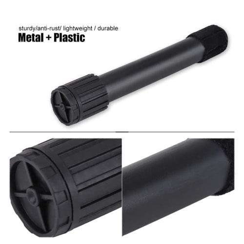 Foldable, portable, lightweight, metal and plastic stand for piccolo, flute, clarinet, and oboe instruments. Features four legs, holder, and storage.