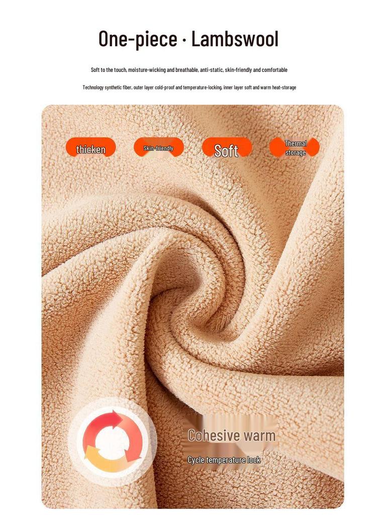 Men's Luxe Fleece-Lined Lambswool Thermal Set for Autumn-Winter