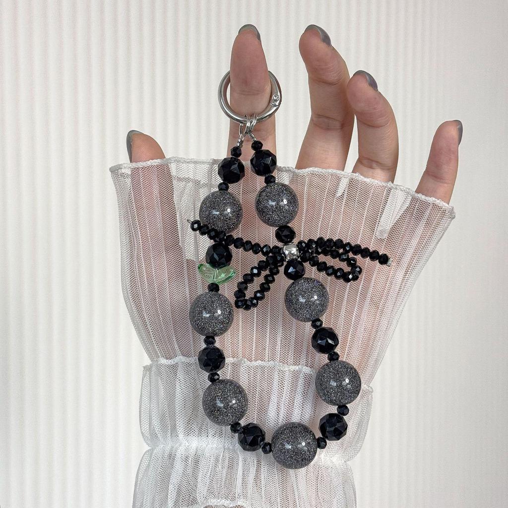 Crystal Beaded Bow Phone Lanyard – Versatile Charm and Keyring Accessory for Women