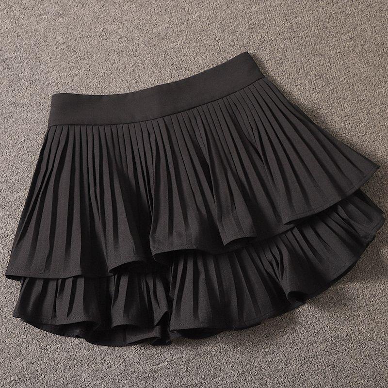 

Super Hot Ruffled High Waist Fairy Pleated A- line Skirt Black L