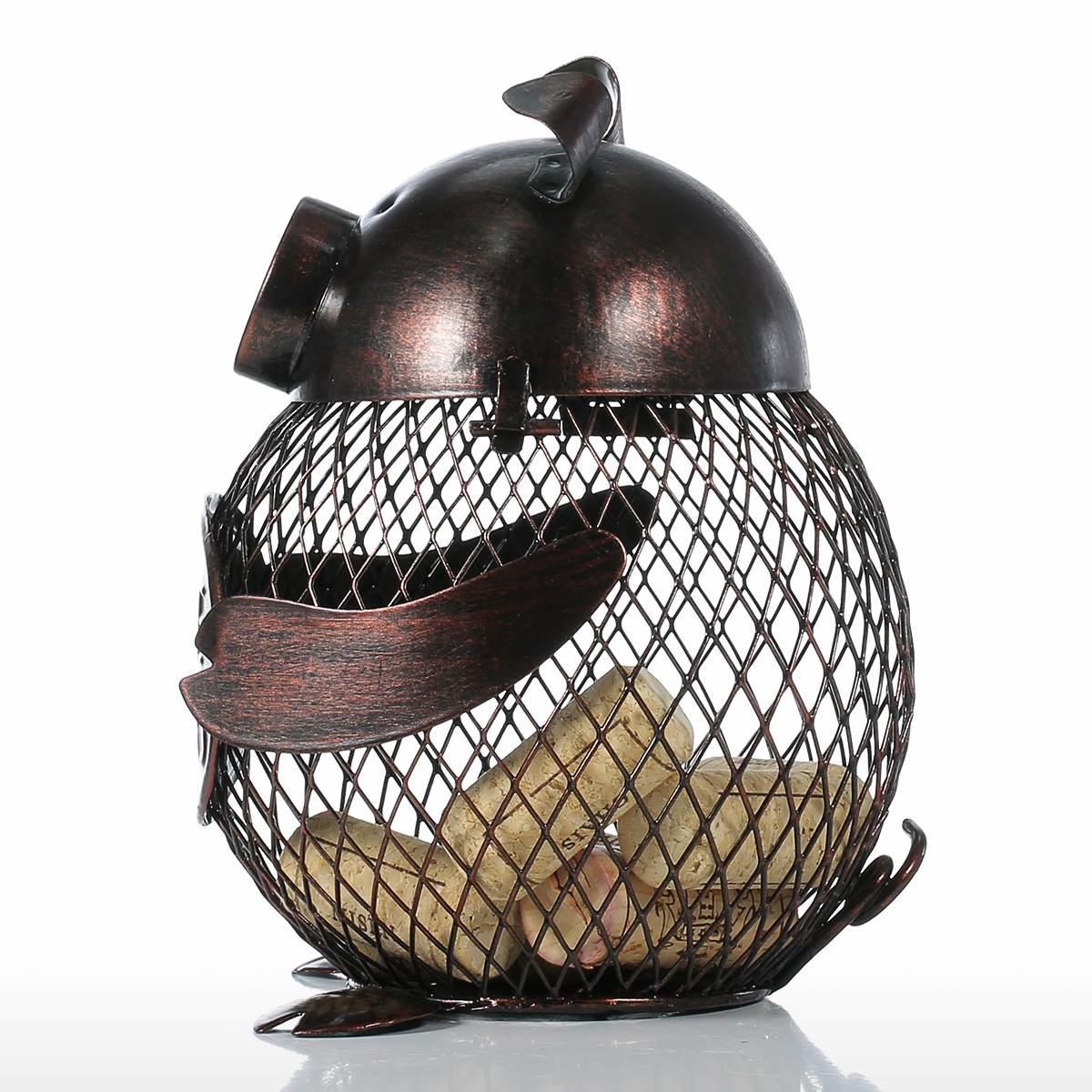 Tooarts Lovely  gy Wine Cork Container Home Decor Metal Sculpture Animal Craft Gift