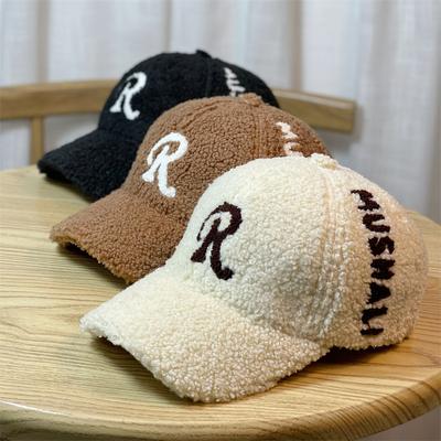 Casquettes pour femmes, automne-hiver, mode, lettre brodée, imitation agneau, velours, casquette de baseball, épaisse, chaude, tendance, rue sauvage