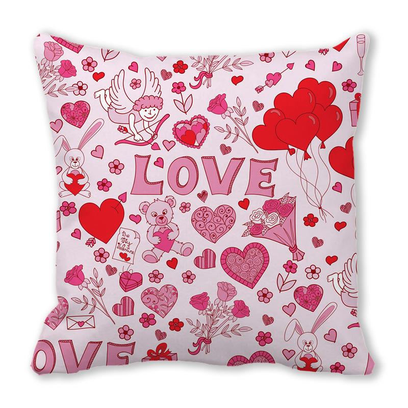 Home Decor Valentine Love Phrases Cushion Cover Decor Pattern Cushion Cover Suitable for Sofa Bedroom Car Pillow Cover