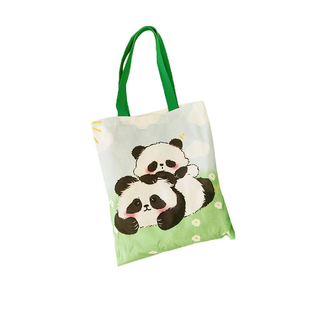 Large Capacity Cute Panda Canvas Tote Bag - Student Shoulder & Document Bag