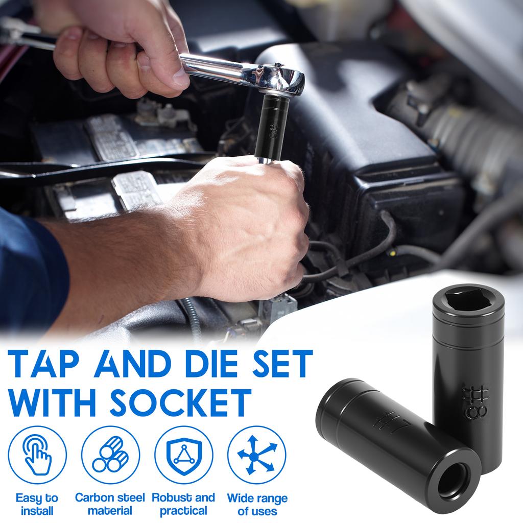 8Pc Tap Socket Set 1/4" and 3/8" Drive Tap Socket  Adapter Marked with Size Labels Tap Socket Marked for Ratchet Wrench T Handle