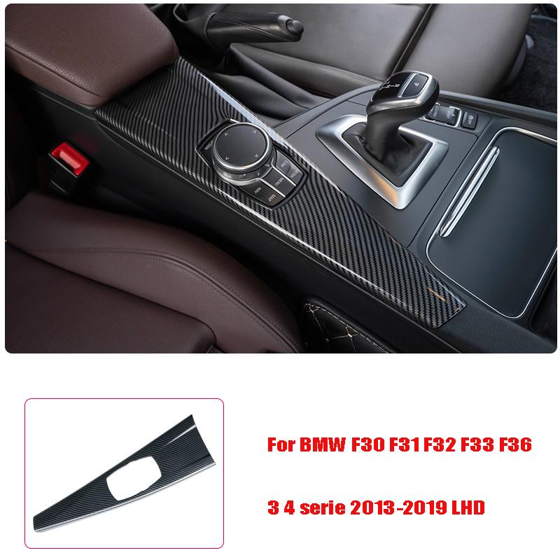 Carbon Fiber Pattern Car Stickers Gear Shift Panel Cover Interior Trim For BMW F30 F31 F32 F36 3 4 Series 2013-2019 LHD