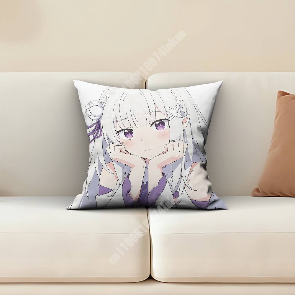 Emilia Re Zero Pillow Cover Sofa Couch Cushion Case Creative Workspace Accent Home Decor