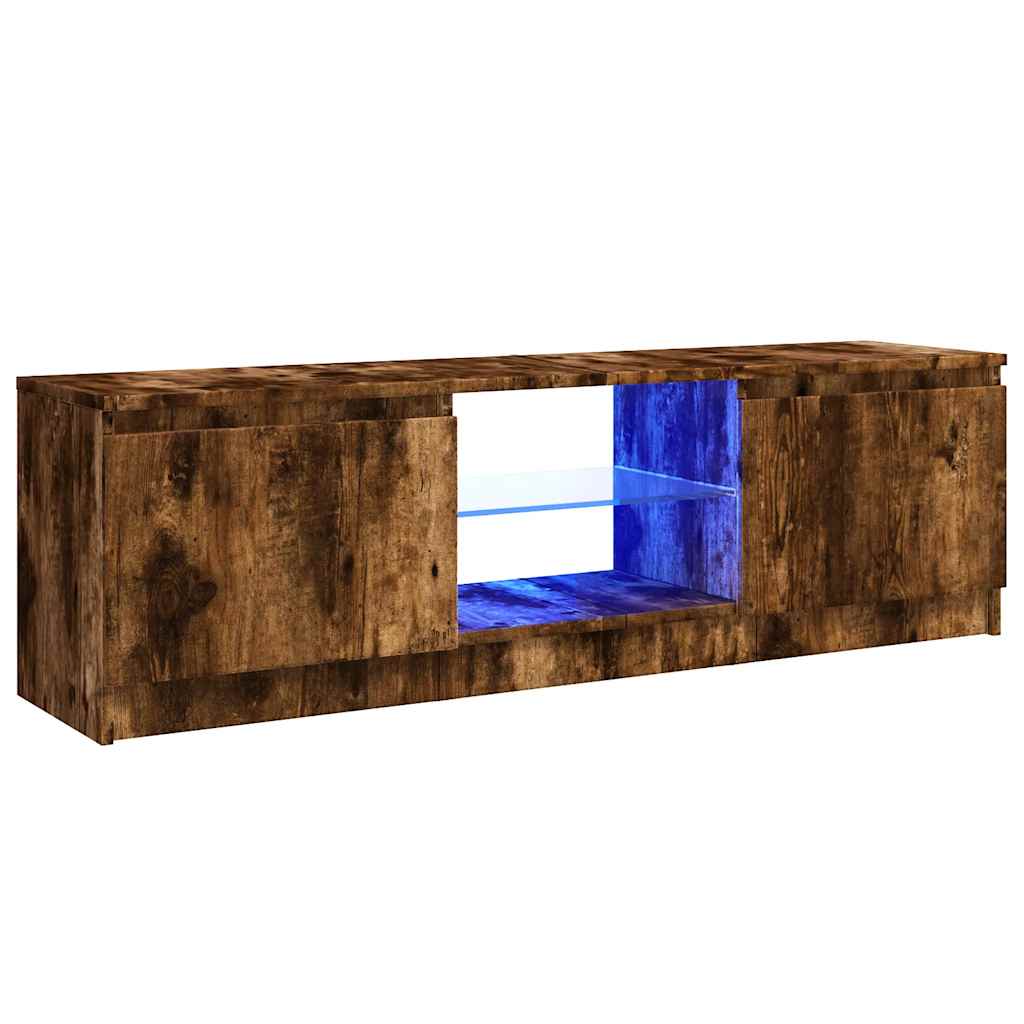 TV Cabinet with LED Lights Smoked Oak 120 x 30 x 36 cm