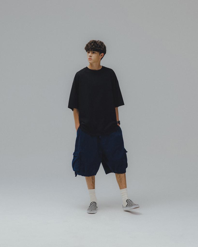 ANGLAN Military Cargo Half Pants - Navy