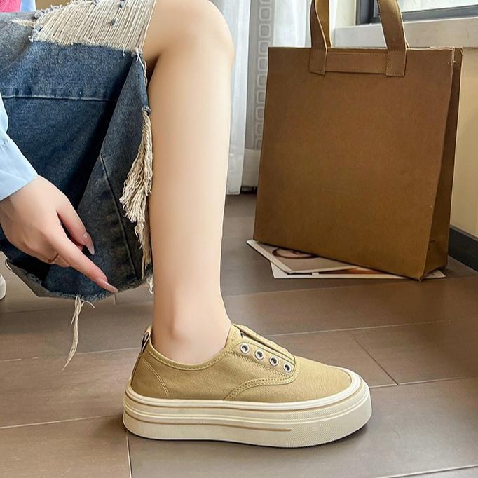 Scarpe da Ginnastica in Tela Retro con Suola Spessa Casual Traspiranti da Donna per Primavera e Autunno