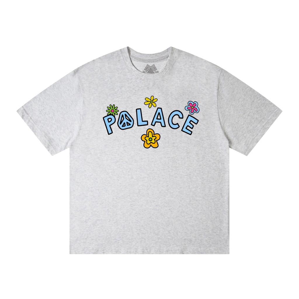 ZL-060835 trendy brand PALACE peace flower printing short-sleeved T-shirt men's loose crew neck summer new couple