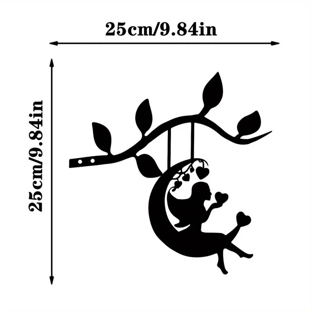 Swing Elf On Branch Steel Silhouette – Metal Wall Art for Home, Garden, Outdoor Statue Stake Decoration, Ideal for Birthdays
