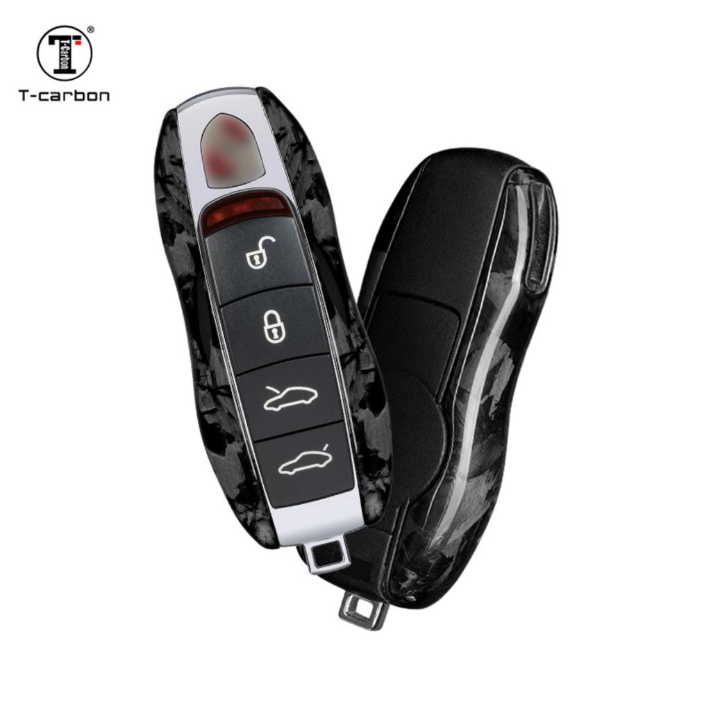 T-carbon Kohlefaser Autoschlüssel Hülle Abdeckung Schale Passend für Porsche 911 Panamera Macan Schlüsselabdeckung Auto Innenzubehör