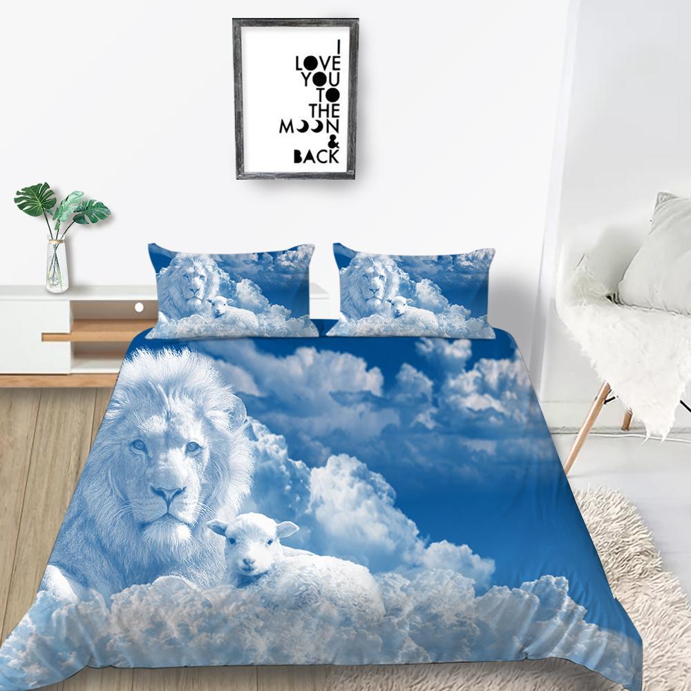 2023 Bettwäsche-Set im neuen Stil, Anzug, Tiger-Muster, Bettbezug, Hunde, Bettbezug, Lions, Teenager, Jungen, Einzelbett-Set, Heimtextilien mit Kissenbezug