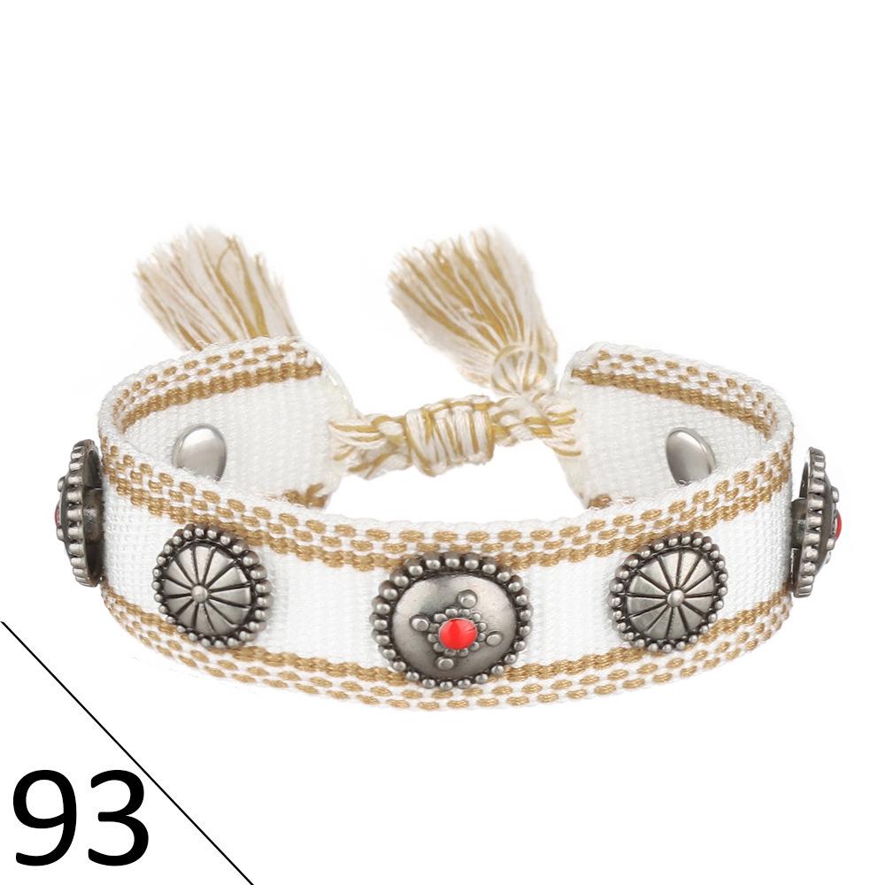 European Woven Bracelet with Metal Nail Buckle and Tassel for Women