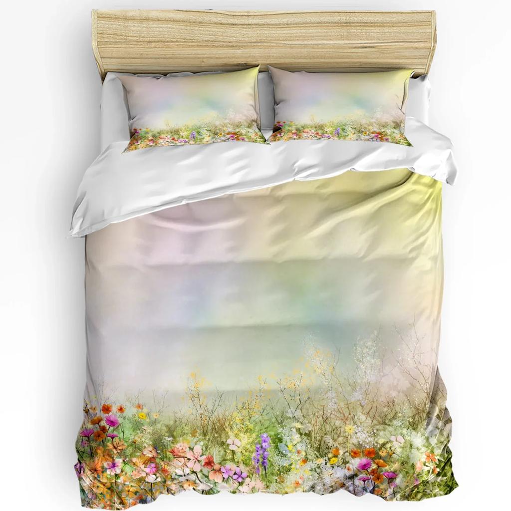 Watercolor Sakura Pink Flower Duvet Cover Bed Bedding Set Home Textile Quilt Cover Pillowcases Bedroom Bedding Set No Sheet