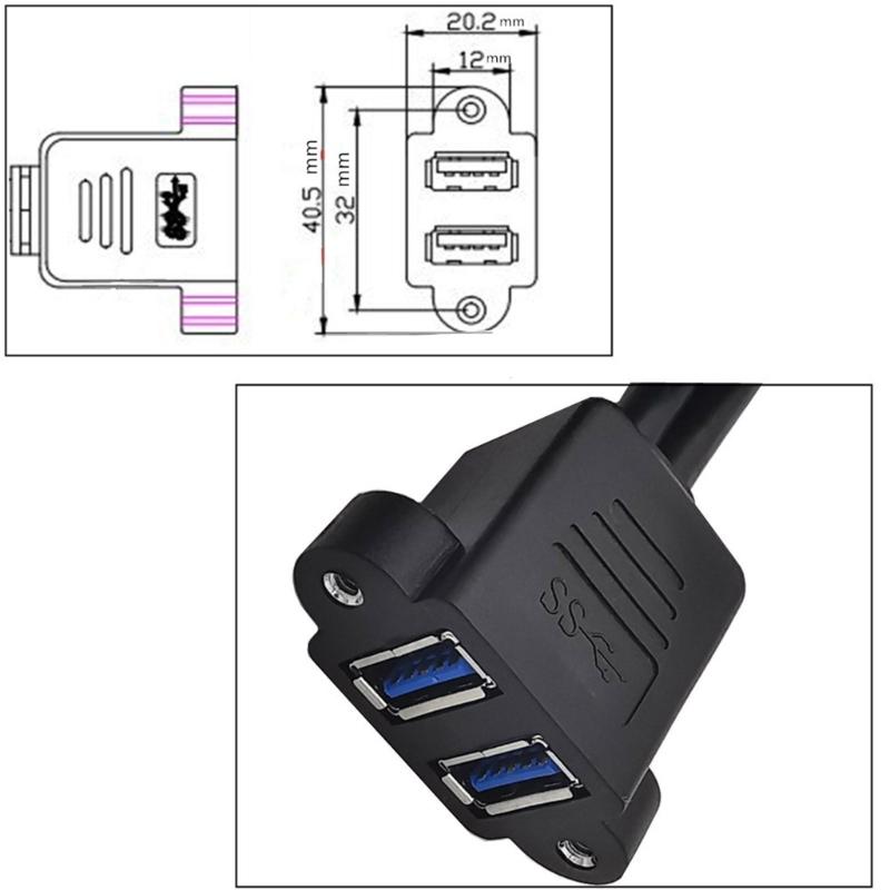Speed USB3.0 Extension Cable USB3.0 Double Port Data Cable for Efficient Device Connectivity Fast Data Transmission