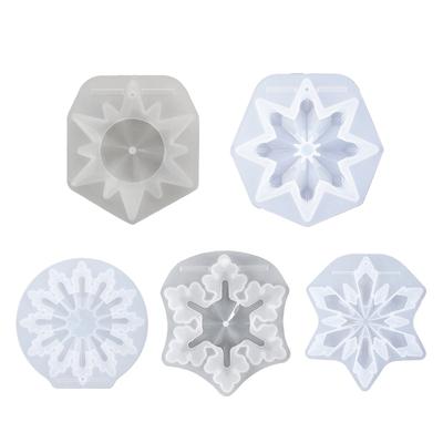 3D Mirror Snowflake Flexible Silicone Mold DIY Xmas Ornaments Crystal Epoxy Resin Mold Christmas Pendant Resin Mold