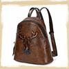 Johnature Genuine Leather Backpack Women Bag Vintage Animal Prints Embossing Leisure Large Capacity Outdoor Travel Bags
