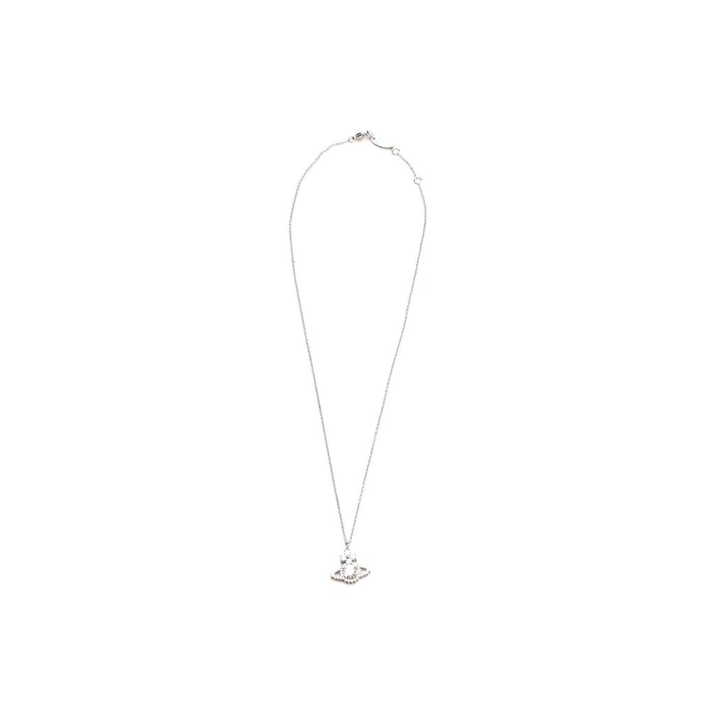 Vivienne Westwood Valentina Imitation Crystal Saturn Necklace Women necklace Silver Brass 6302011802P102P102