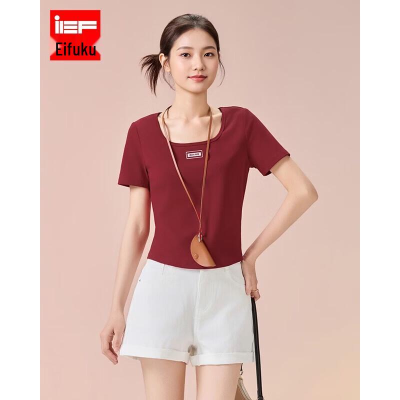 IEF Women s Korean Style Slim Fit Cropped T-Shirt L