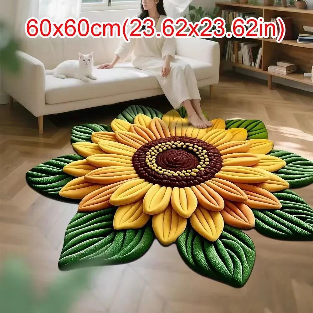 

Коврик подсолнух особой формы Мягкий впитывающий коврик-цветок 60x60 см Нескользящий дверной коврик для гостиной чайного столика прикроватной тумбочки