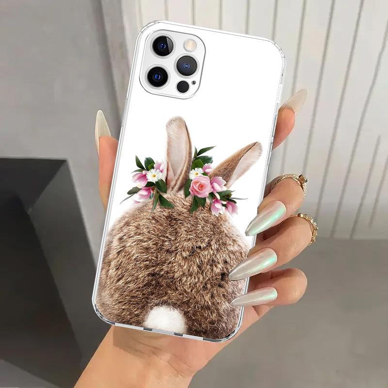 Cute Bunny Baby Rabbits Phone Case for Iphone 17 Air 16 15 Plus 14 13 Mini 12 11 Pro Max 16E 7 8 SE 2020 Soft Funda Print Shell