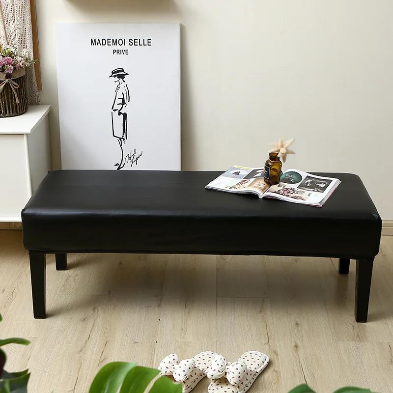 Waterproof Dining Bench Cover PU Stretch Washable Upholstered Bench Slipcover Seat Protector Bench Covers for Dining Room