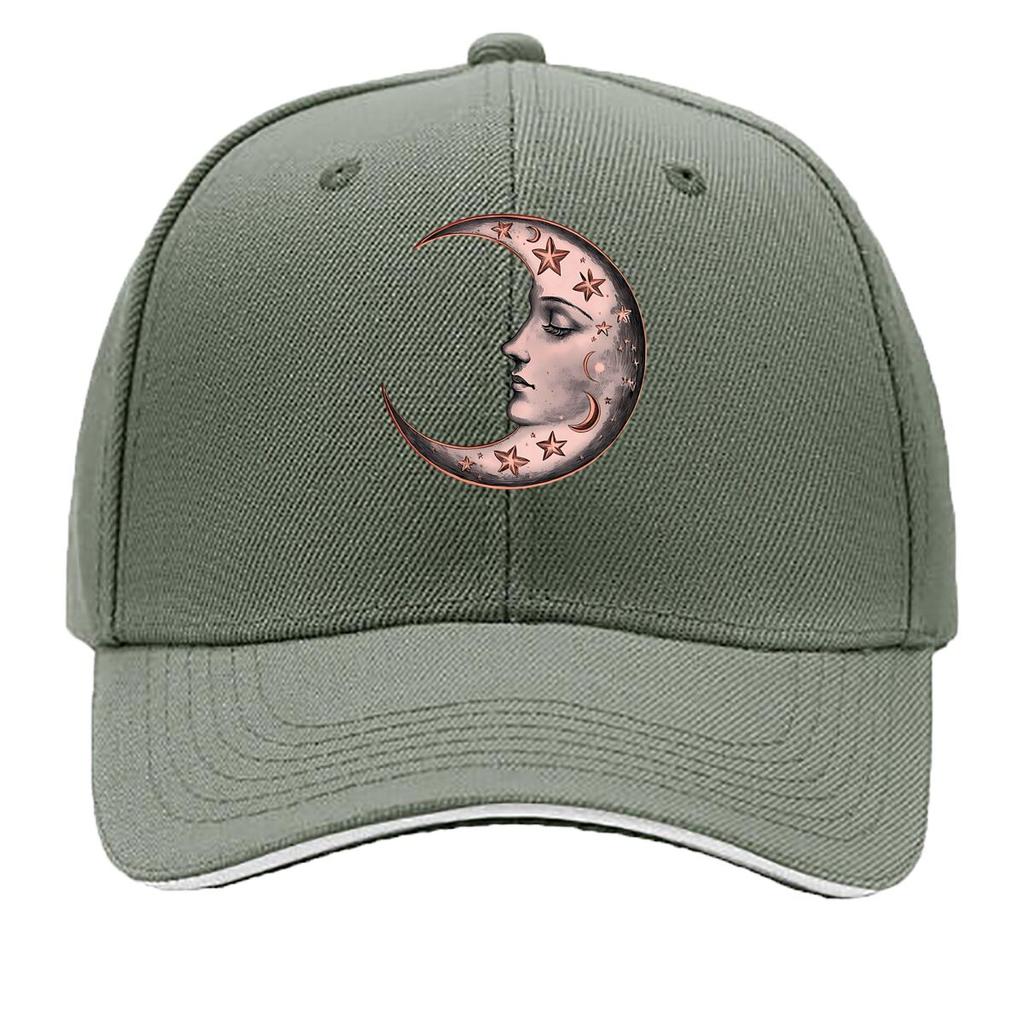 Vintage Celestial Moon Face Wall Art Sandwich Baseball Cap