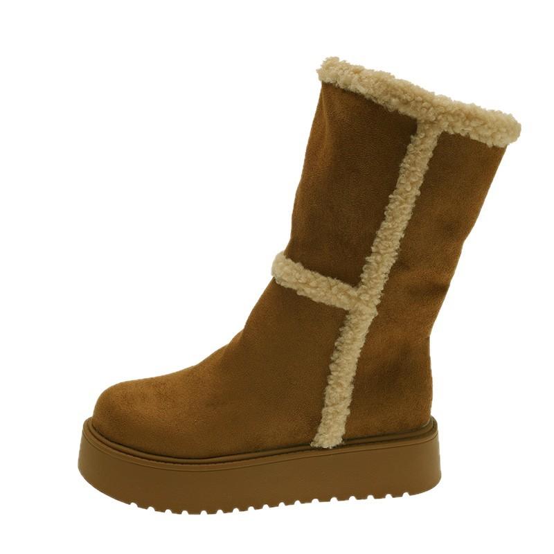 Snow boots 22 winter new small thickened muffin bottom velvet thick-soled warm cotton shoes