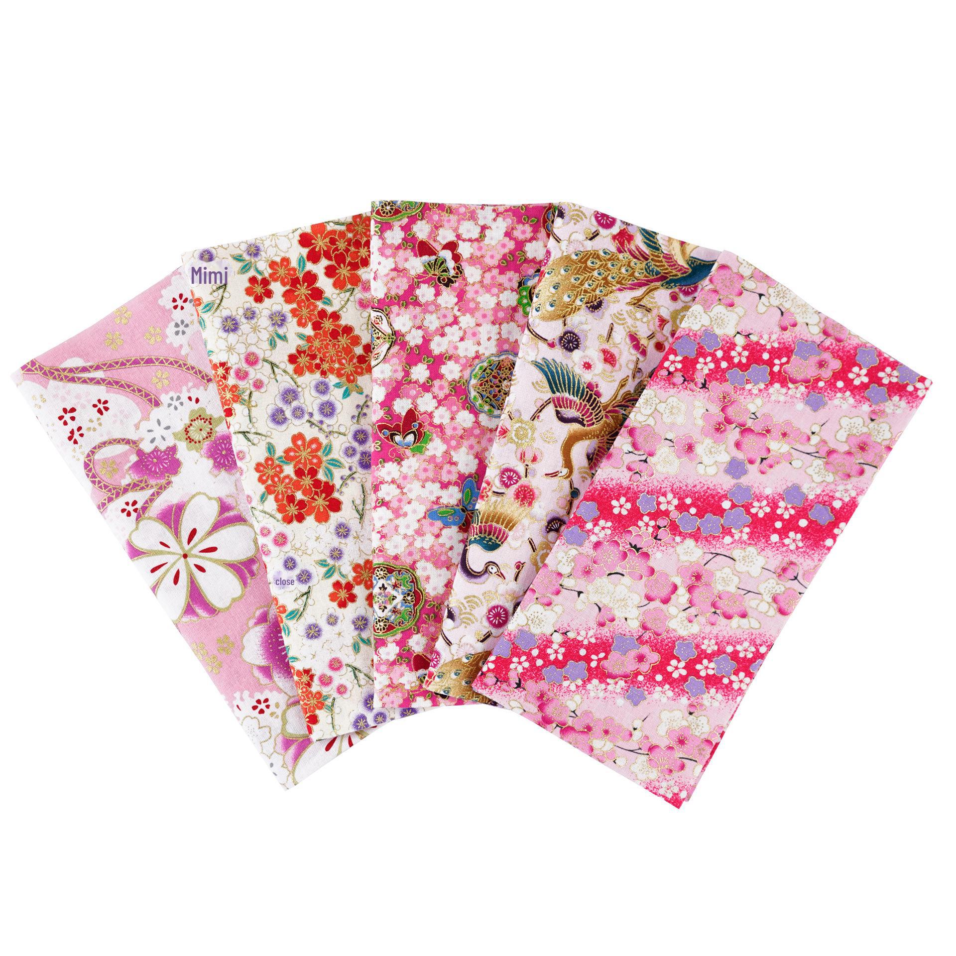 

Комплект хлопковой ткани с цветочным узором в японском стиле: 5 цветных пэчворков для проектов своими руками