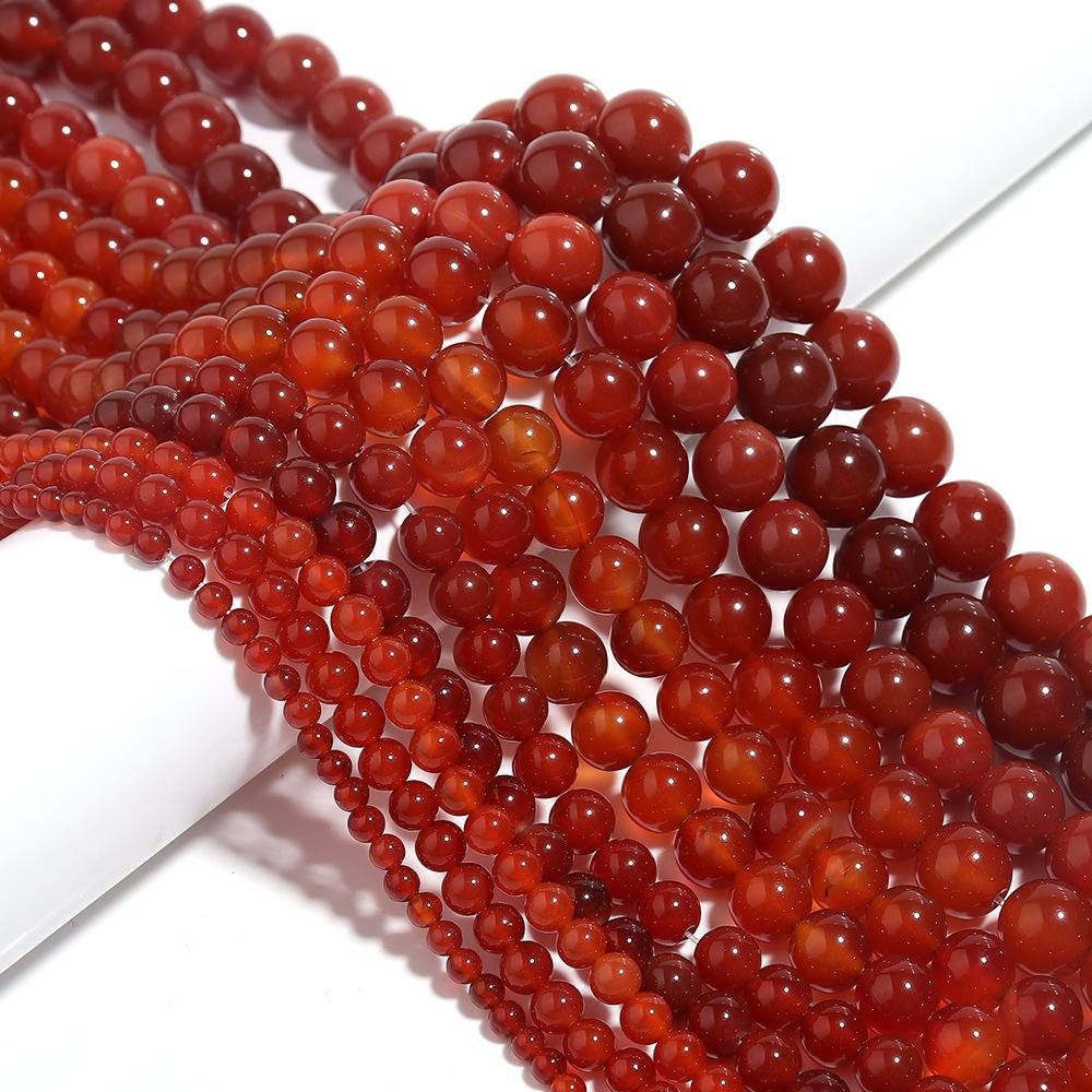 Vintage Red Agate Round Stone Loose  Beads for Jewelry Making Necklace  4-12mm