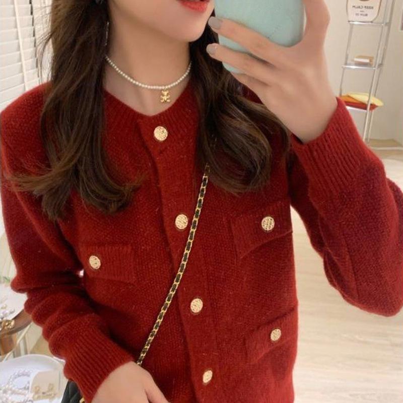 

YYFS Женская мода Повседневный Осень Зима Однотонный Принт Длинный Рукав О-Образным Вырезом Свитера Size: One Size красный