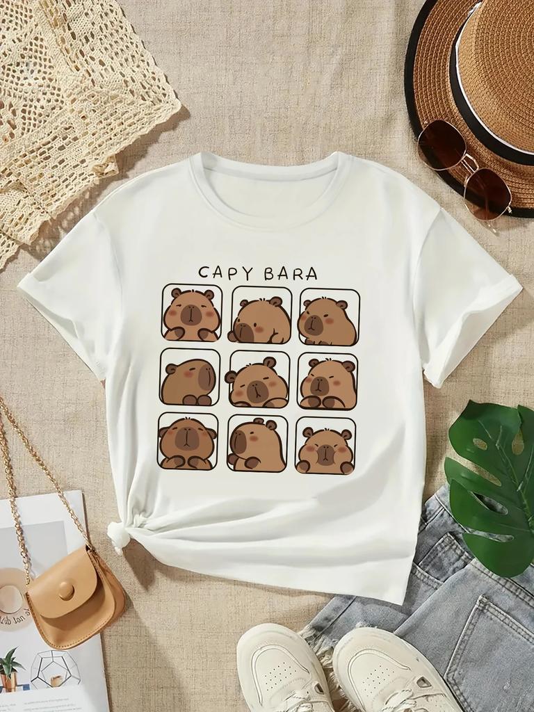 2025 Capybara Tshirt Kids Children TShirt capibara Cartoons Clothes Kid Girl Boy Capybaras T Shirt Baby Casual Top Clothes