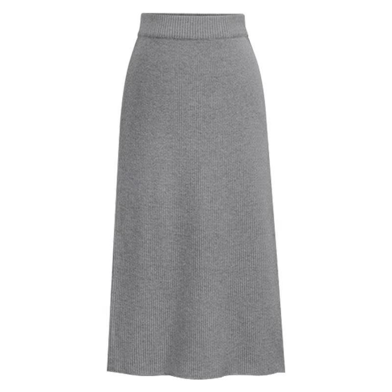 Dámská elegantní fleecová pletená sukně nadměrné velikosti Podzim Zima Rozparek Pružná Bodycon sukně