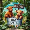 Metal Wall Art Highland Cow Sunflower Sign Rustic Round Decor Home Farmhouse Garden