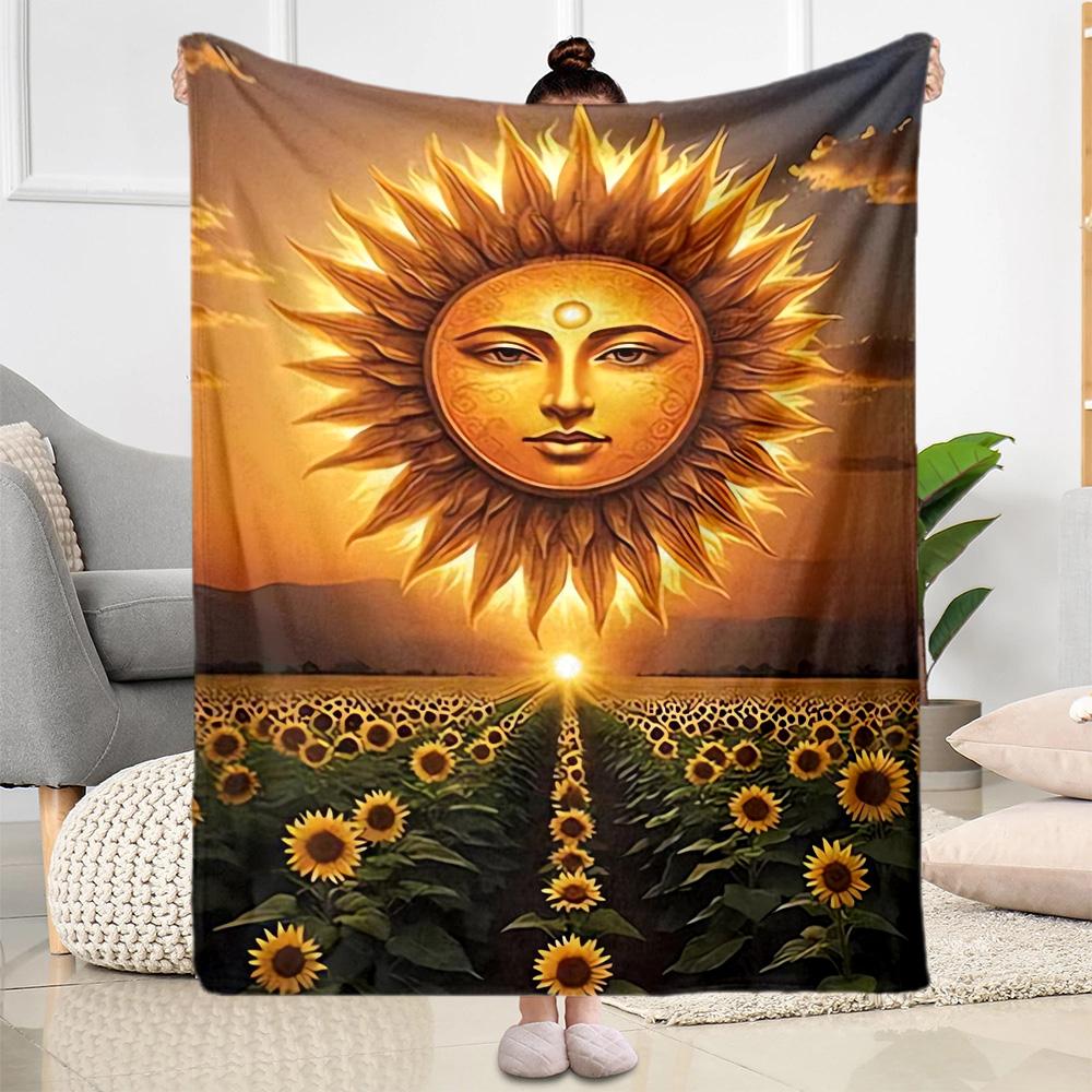 1pc Sunflower Pattern Blanket Comfortable Soft Lightweight Perfect for Travel Camping Picnics Sofa Office Bed Living Room Ideal Gift for Friends
