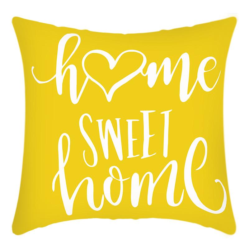 New Green Plant Letter Print Yellow Daisy Chrysanthemum Print Cushion Home Sofa Cushion Cover