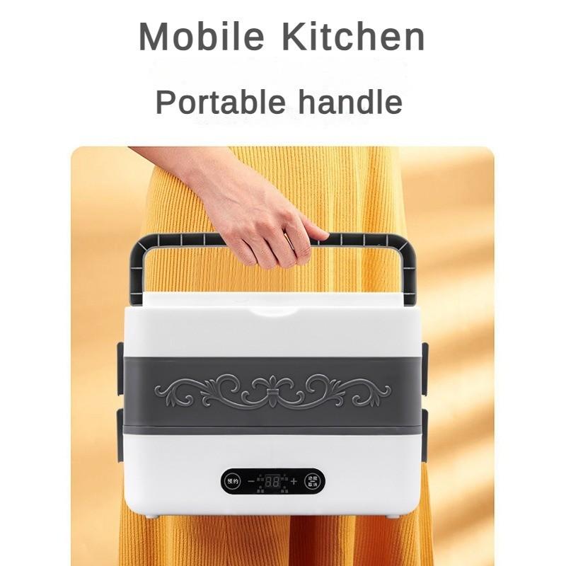 430W 2L/4L Large Capacity Stainless Steel Inner Heating Lunch Box Steaming Electric Dining Box with Anti Dry Burning Portable Sealed Bento Box