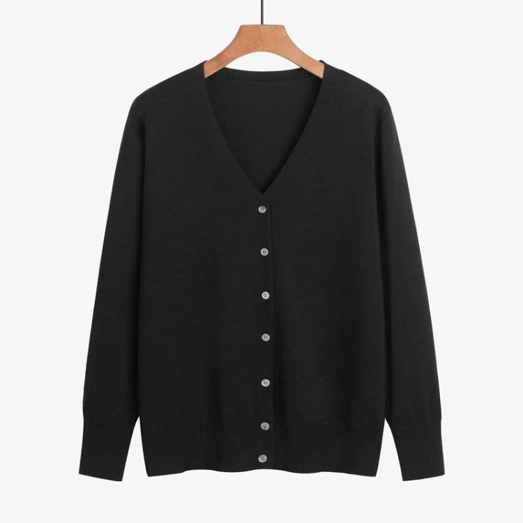 Sweater Women Long Sleeve Knitted Button Color Cardigan