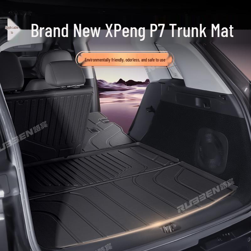 XPeng P7 Trunk Mat TPE Waterproof, Fits 26 Models, Semi-enclosed and Custom Interior Tail Box Mat.