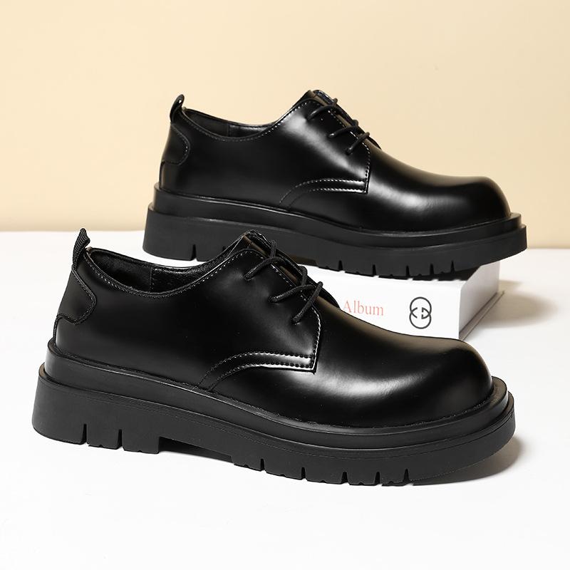 

2024 spring and autumn new foreign trade 2025 hot-selling outdoor leisure platform heightening leather men s leather shoes 38 чёрный