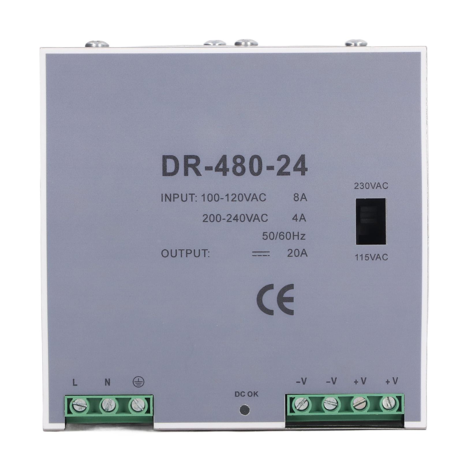 

AC to DC Power Supply 480W Single Output DIN Rail Mount DC Switching Power Supply 100‑120VAC 200‑240VAC 24V