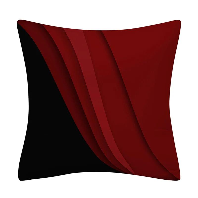 Geometric Red and Black Wave Decorative Pillowcase Car Ornaments Office Living Room Sofa Home Pillowcase